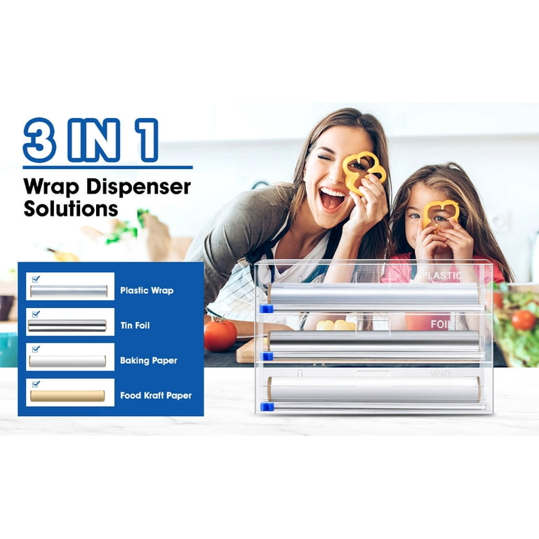 Clear Acrylic 3-in-1 Plastic Wrap/Wax Paper/Aluminum Foil Dispenser Plastic  Wrap Dispenser with Cutter for Drawer - China Acrylic Organizer and Acrylic  Wrap Dispenser price