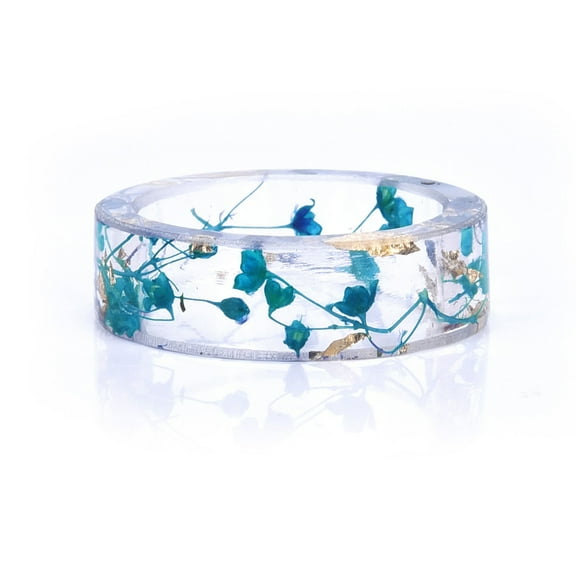 Womens Resin Ring With Dried Flower Encased Clear Botanical Jewelry Gift Elegant Everyday Wear Lightweight Now