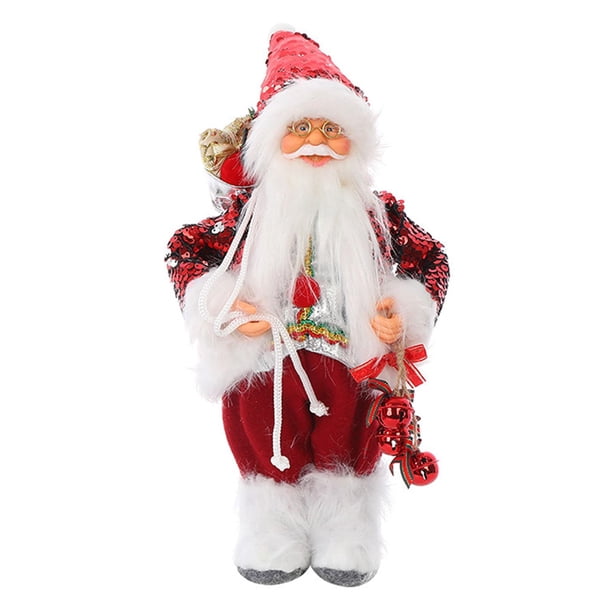 Estatua de muñeco de nieve navideño de pie, figura navideña, colección de muñecos colgantes para árbol Lentejuelas rojas de 30 cm