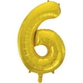 thumbnail image 2 of Unique Industries Foil Big Number 6 Shaped 34" Gold Solid Print Balloon, 2 of 5