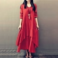 thumbnail image 2 of Bpxiofoy Long Sleeve Dressï¼Red Dresses for Womenï¼Linen Dressï¼Womens Dressesï¼Maxi Dress Red 3Xl, 2 of 5