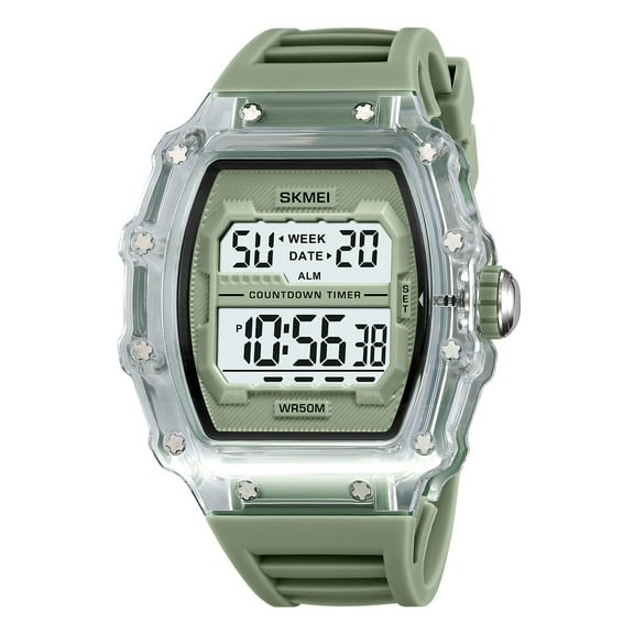 Men's Digital Sports Watch, Waterproof Barrel Shape with Large Display, Multifunction Outdoor Watch for Teens and Men