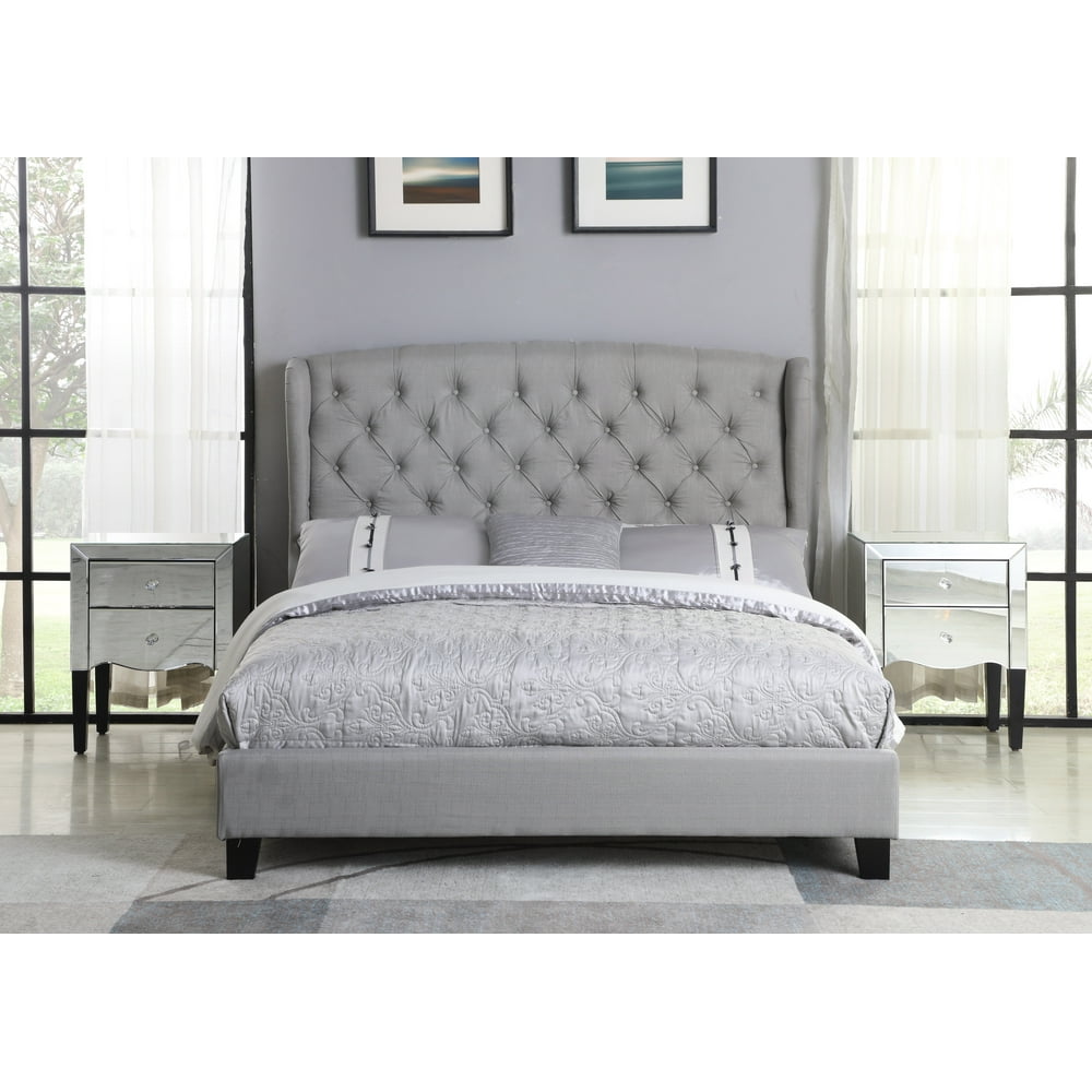 Best Master Furniture Yvette Grey Tufted Upholstered Platform Bed