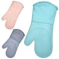 thumbnail image 3 of Silicone Oven Mitts Heat Resistant with Waterproof & Non-Slip Kitchen Mittens, Set of 2 Long Oven Gloves with Soft Cotton Lining for Baking Cooking Barbecue, 3 of 7