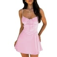 thumbnail image 3 of Womens Spaghetti Strap Mini Dress Summer Sleeveless Slim Fit Party A Line Dresses Pink XS, 3 of 9