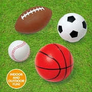 Play Day Inflatable Childrens Mini Sports Ball Set, Rubber Multicolor/Multisports, 4 Pieces