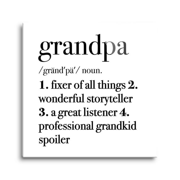 Grandpa Fixer Of Things Black Script 12 x 12 Glass Wall Hanging Sign