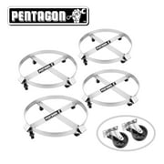Pentagon Tools 55-Gallon Drum and Garbage Can Dolly  Heavy-Duty Metal Dolly with Cross Braces and Caster Wheels  1,000-Pound Capacity, 4-Pack (Silver)