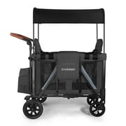 Cochildor Wagon Stroller for 2 Kids, Foldable Stroller Wagon with 2 High Seats, 5 Point Harness, Removable Canopy, Adjustable Handle Bar, Light Grey