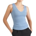 thumbnail image 1 of Lixiuxyad Débardeurs pour Femmes Mode Décontractée Col en V Côtelé Sans Manches, 1 of 5