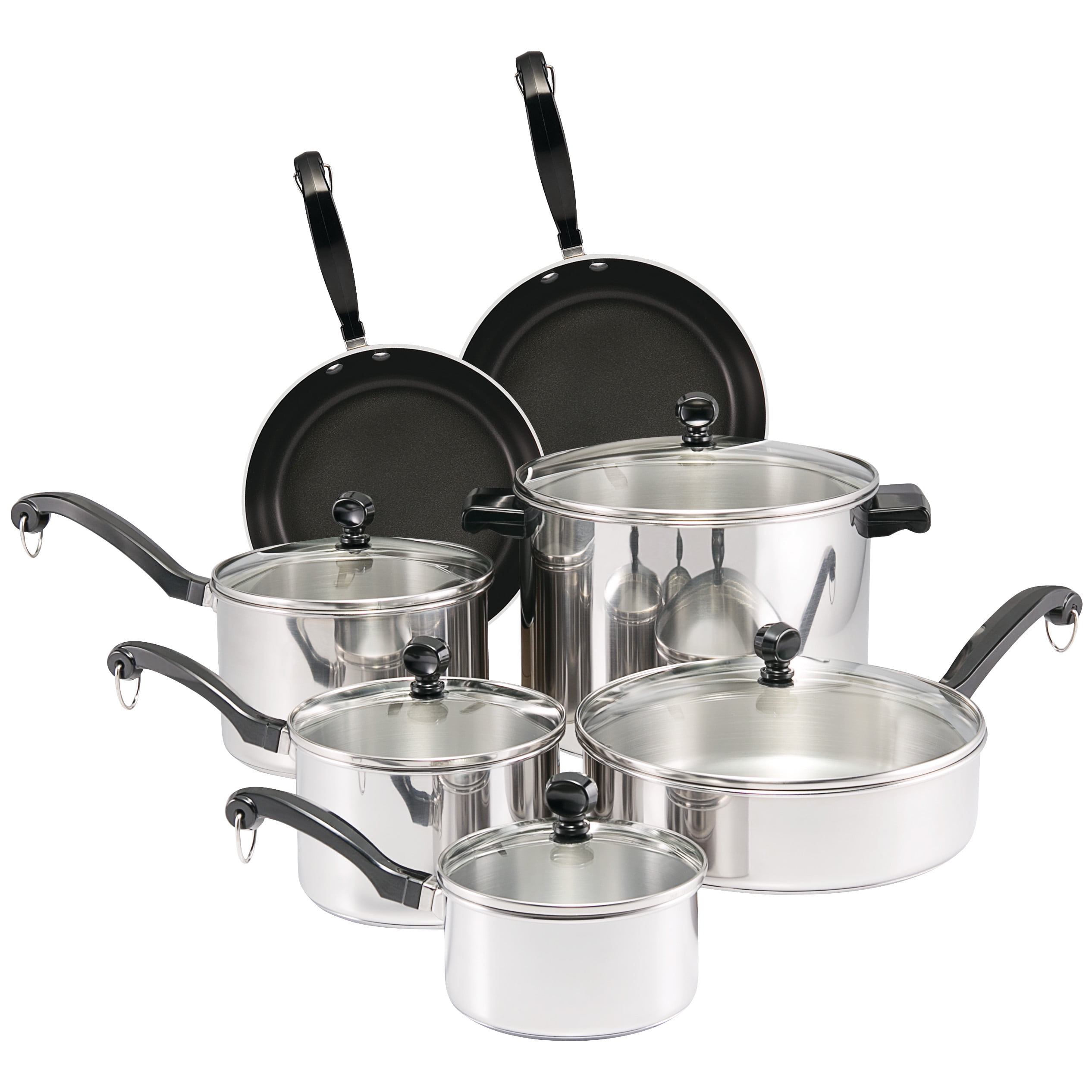  Farberware Classic Stainless Steel Cookware Pots and Pans Set,  15-Piece,50049,Silver & Classic Stainless Series 2-Quart Covered Double  Boiler: Home & Kitchen
