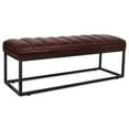 thumbnail image 3 of Upholstered Tufted Long Bench, Bedroom End of Bed Bench, PU Rectangular Bench with Metal Legs, Indoor Ottoman Entryway Shoe Bench for Living Room Hallway, Dark Brown, 3 of 7