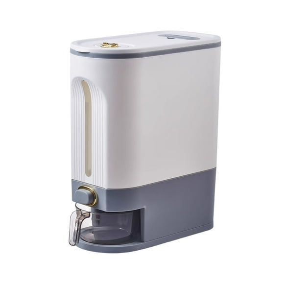 Food Storage System for Kitchen - Airtight Rice Dispenser with Measuring Cup and Dial | Clear Visible Grain Container for Dry Foods Cereal Corn Soy
