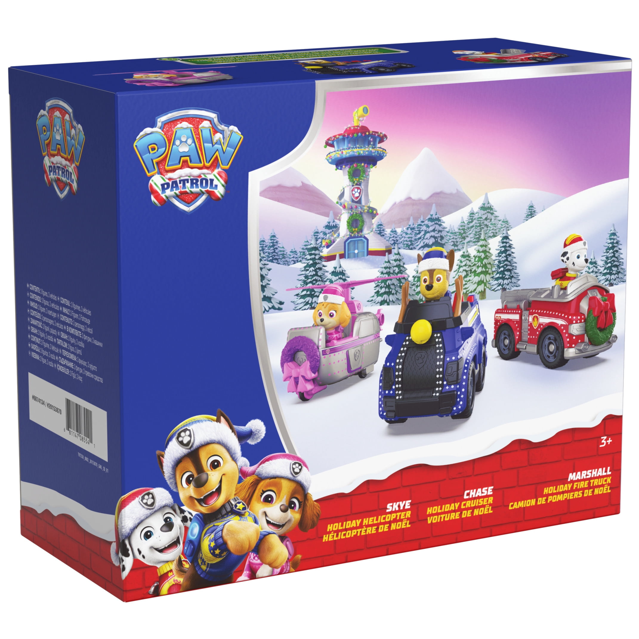 PAW Patrol Holiday Vehicle Bundle - Chase, Marshall, Skye & 3 Holiday-themed Vehicles, for Kids 3+