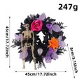 thumbnail image 3 of Halloween Skull Rose Wreath, 18" Black Artificial Maple Leaf Front Door Wreath with Purple Pumpkins Spider Web, Halloween Spooky Wall Hanging Home Decor for Fireplace Porch Living Room, 3 of 5