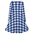 thumbnail image 5 of Modern Navy Blue White Buffalo Check Geometric Plaid Long Sleeve Dresses For Women Vintage Elegant Party Dress Oversized V-neck Dress S-8XL, 5 of 7