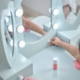 thumbnail image 6 of Teamson Kids Heart-Shaped Wooden Vanity Set with LED Lights, Triple Mirror & Storage Drawers, Blue, 6 of 7