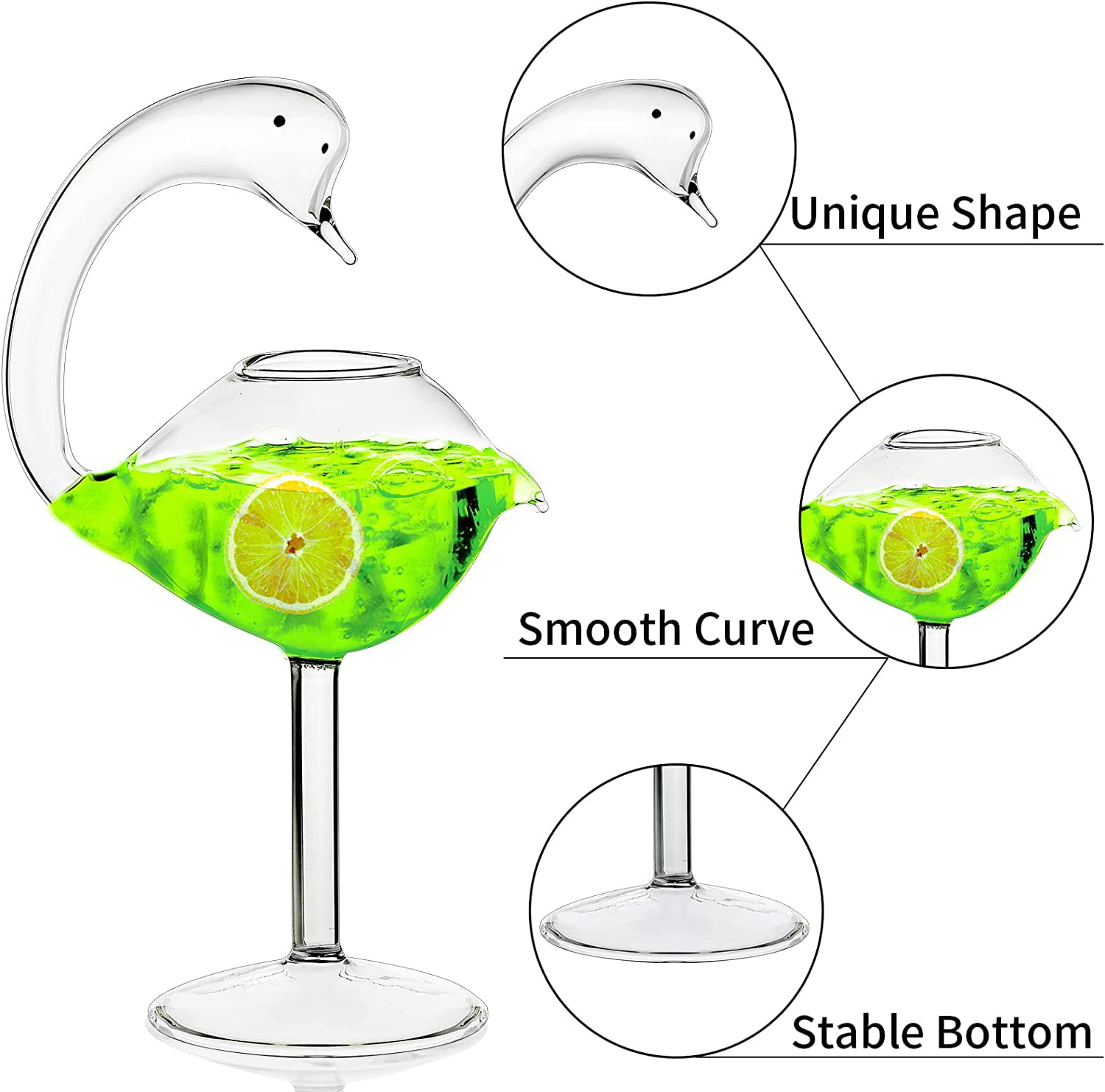 [Gift Set]-Swan Cocktail Glass 6 oz Creative Drinking Glasses Unique Wine  Glasses Set of 2 Margarita…See more [Gift Set]-Swan Cocktail Glass 6 oz