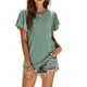 thumbnail image 3 of Camiseta de mujer Minnieouse con volantes color sólido Verde M, 3 of 6