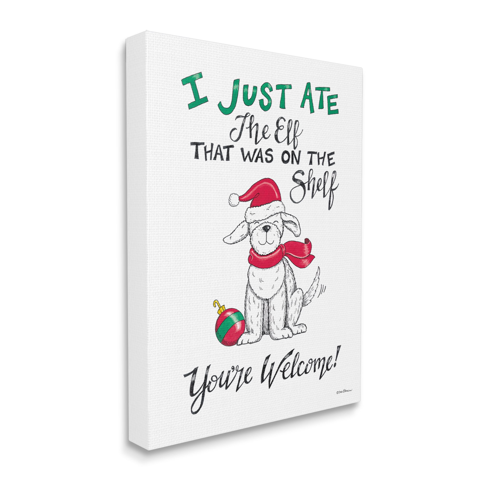 Stupell Industries Funny Christmas Dog Phrase Holiday Painting Gallery Wrapped Canvas Print Wall Art, 16 x 20