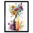 thumbnail image 1 of Spring Wildflower Bouquet in a Glass Wine Bottle Art Print Framed Poster Wall Decor 12x16 inch, 1 of 5