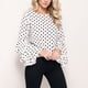 thumbnail image 1 of MKLEKYY Playeras Blusa De Campana Informal Con Mangas Abullonadas Para Mujer, Blusa Holgada De Lunares A La Moda Para Mujer Talla XL, 1 of 3