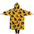 thumbnail image 2 of Oversized Wearable Blanket Hoodie,Halloween Black Cats Witches and Pumpkins Sherpa Blanket Hoodie with Super Pockets,Super Warm Fuzzy Pullover for Women & Men, 2 of 6