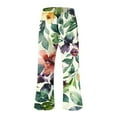 thumbnail image 3 of Nrmvnmi Summer Saving 2024 Capri Pants for Women Casual Floral Prints 2024 Summer Drawstring Elastic High Waist Pants Independence Day Straight Wide Leg Plus Size Lounge Capris, 3 of 4