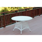 Jeco Resin Wicker 44 Round Dining Table in White