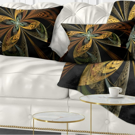 Designart Colorful Fractal Flower Pattern - Abstract Throw Pillow - 12x20