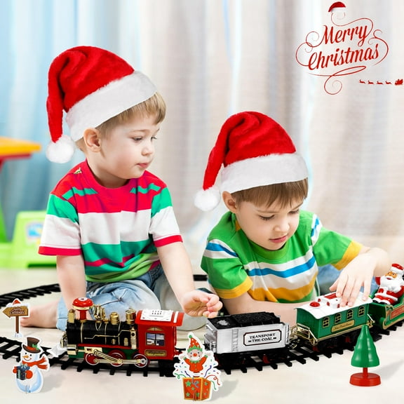LEORX Miniature Village Train Set Model Train for Kids Assorted Color with Sound Light 1 Set