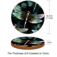thumbnail image 3 of Dragonfly Set of 6 Round Microfiber Leather Coasters, 11x11 cm/4.3x4.3 in, Drink Coasters for Cups, Heat Absorbent Coasters for Drinks, Coaster Set for Home and Kitchen - Black, 3 of 6