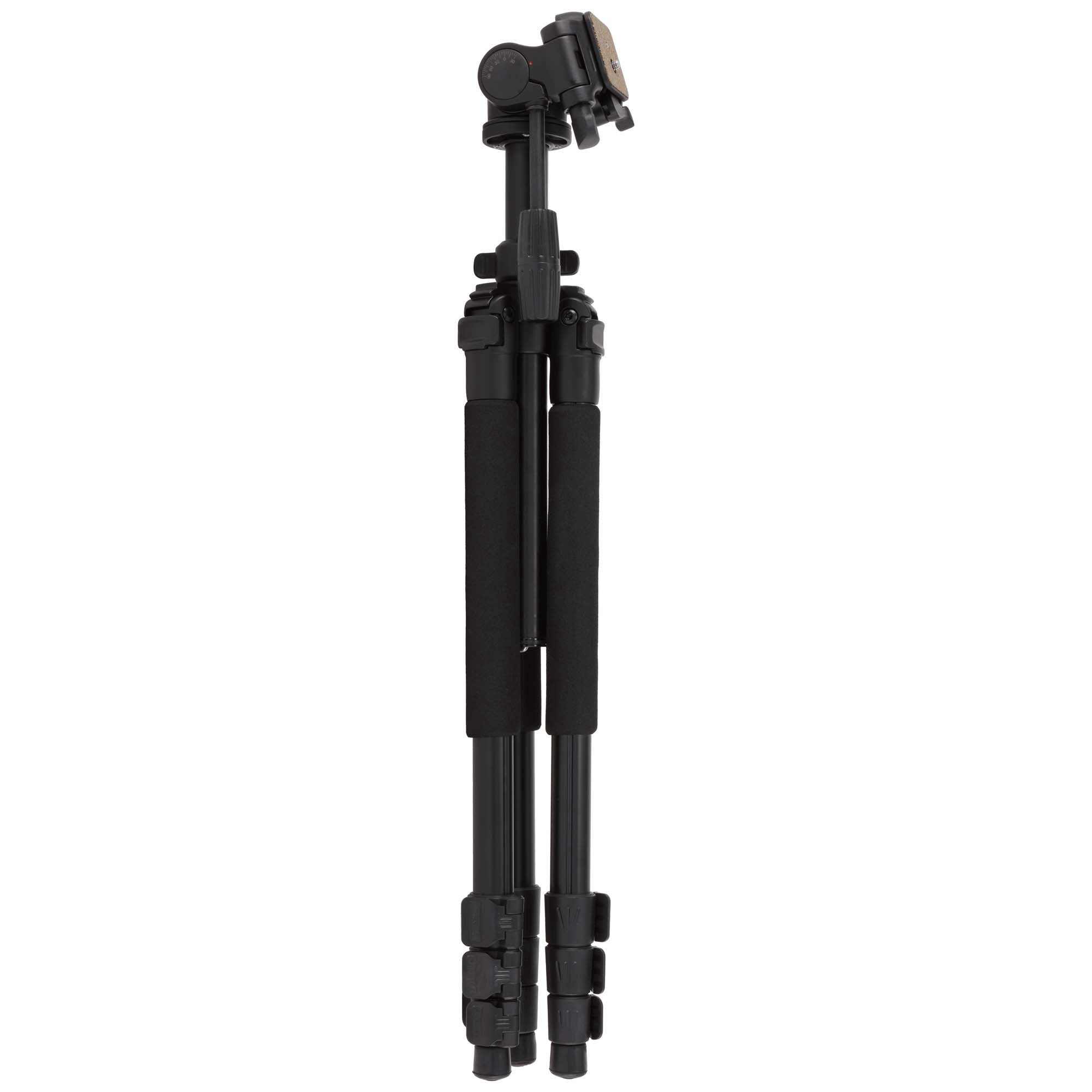 SoHo Urban Artist Deluxe Durable Aluminum Camera Tripod, 3-Way Tilting Head, Telescoping Legs, Quick Release Plate, Adjusts 24.5-58in, Bubble Level, Compass, and Nylon Carrying Case
