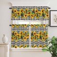 thumbnail image 2 of 3 Piece Kitchen Curtains and Valances Set Sunflower Cafe Curtains 24 Inch Length Rustic Brown Country Star Black Checkered Valance & Tier Curtain for Living Room Bedroom Window 54"x18"+27"x24"*2, 2 of 6