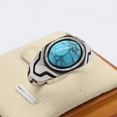 thumbnail image 2 of PAMTIER Unisex Stainless Steel Vintage Personality Oval Cut Simulated Turquoise Gemstone Biker Ring European and American Style Silver Size 10, 2 of 5