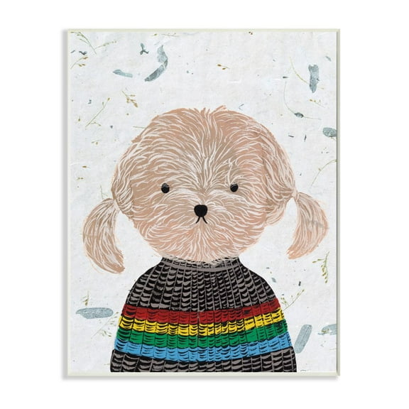 Stupell Industries Hipster Dog Knit Shirt Poodle Funny Animal Painting Wall Plaque by Melissa Wang
