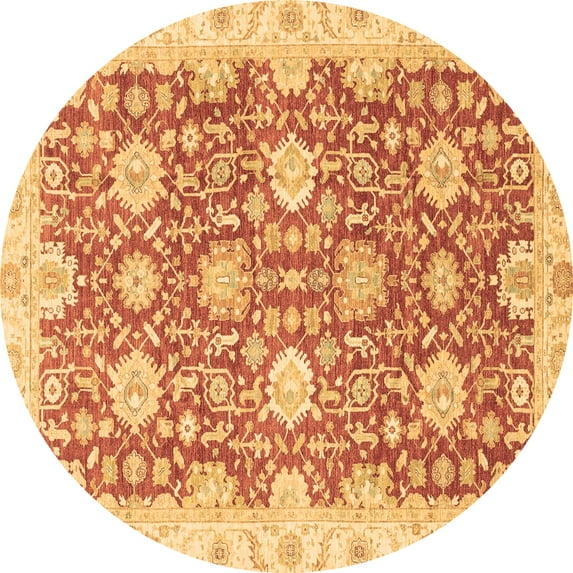 Ahgly Company Indoor Round Oriental Brown Traditional Area Rugs, 8' Round
