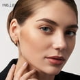 thumbnail image 2 of Paris Jewelry 18K Yellow Gold Plated Created Ruby 3Ct Emerald Cut Huggie Hoop Earrings, 2 of 4