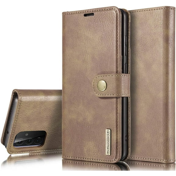 SOATUTO for Samsung A72 5G Wallet case, New Business Leather Case Durable Folio Flip Slim with Card Slots Money Pocket and Removable Magnetic Case For Samsung Galaxy A72 5G - Browm