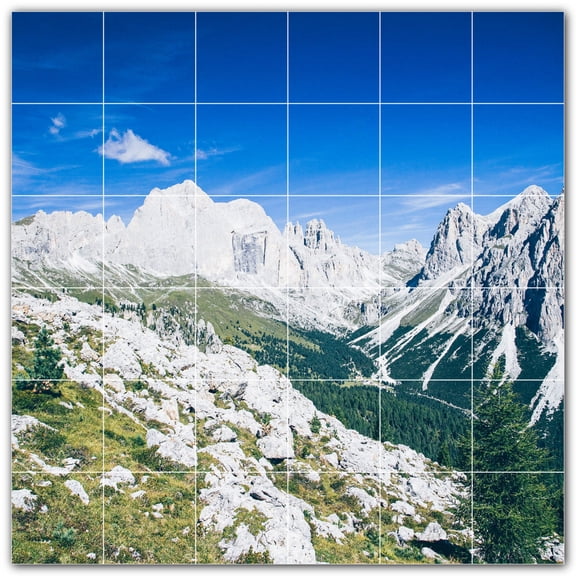 Picture-Tiles.com: Mountains Ceramic Tile Wall Mural WAL500874-66M. 36"W x 36"H using (36) 6" x 6" Ceramic Tiles-Satin Finish