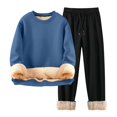 thumbnail image 4 of Men's Winter 2-Piece Casual Set, Long Sleeve Fuzzy Fleece Pullover and Warm Pants, Cozy Lounge Wear For Cold Weather Indoor Comfort,Blue,M, 4 of 6