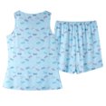 thumbnail image 4 of Fgnfyis Ensemble de Pyjama d'Été à la Mode pour Femmes, Col Rond, Short Imprimé, Gilet, Pantalon de Pyjama, Ensemble de Pyjama Bleu P, 4 of 5