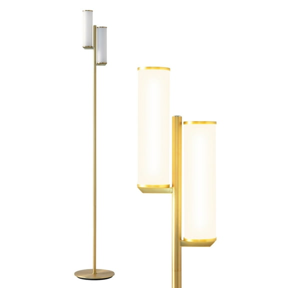 Brightech Gemini Mid Century Modern LED Floor Lamp with 3-Way Dimmer - Brass