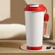 thumbnail image 4 of Taza de café aislada de acero inoxidable 500ml | Termo al vacío 304 con pajita, tapa impermeable, correa de nailon | Bebidas calientes y frías, vaso portátil de viaje, blanco/negro/rojo, duradero, 4 of 6