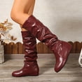thumbnail image 5 of Knee High Boots Women TKYCMSUAKI Slouchy Boots for Women Knee-High - Wide Width Booties Pull On Pointed Toe Boots for Girls Ladies Fall Winter Platform Booties, 5 of 10