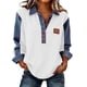 thumbnail image 3 of TaTaai Women's Collar Denim Patch Pullover Sweatshirt, Long Sleeve Casual Sporty Top, Solid Color Loose Fit Hoodie for Fall Winter Wear Gift, 3 of 7