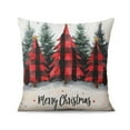 thumbnail image 3 of Red Christmas Tree Snowflake Throw Pillows Cover Square Throw Pillow Case Set of 4 Vintage Pillowcase for Indoor Home Bedroom, 3 of 7