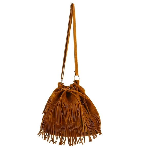 STOBOK Retro Shoulder Bag Velvet Brown 1Pack for Women Ladies Storage