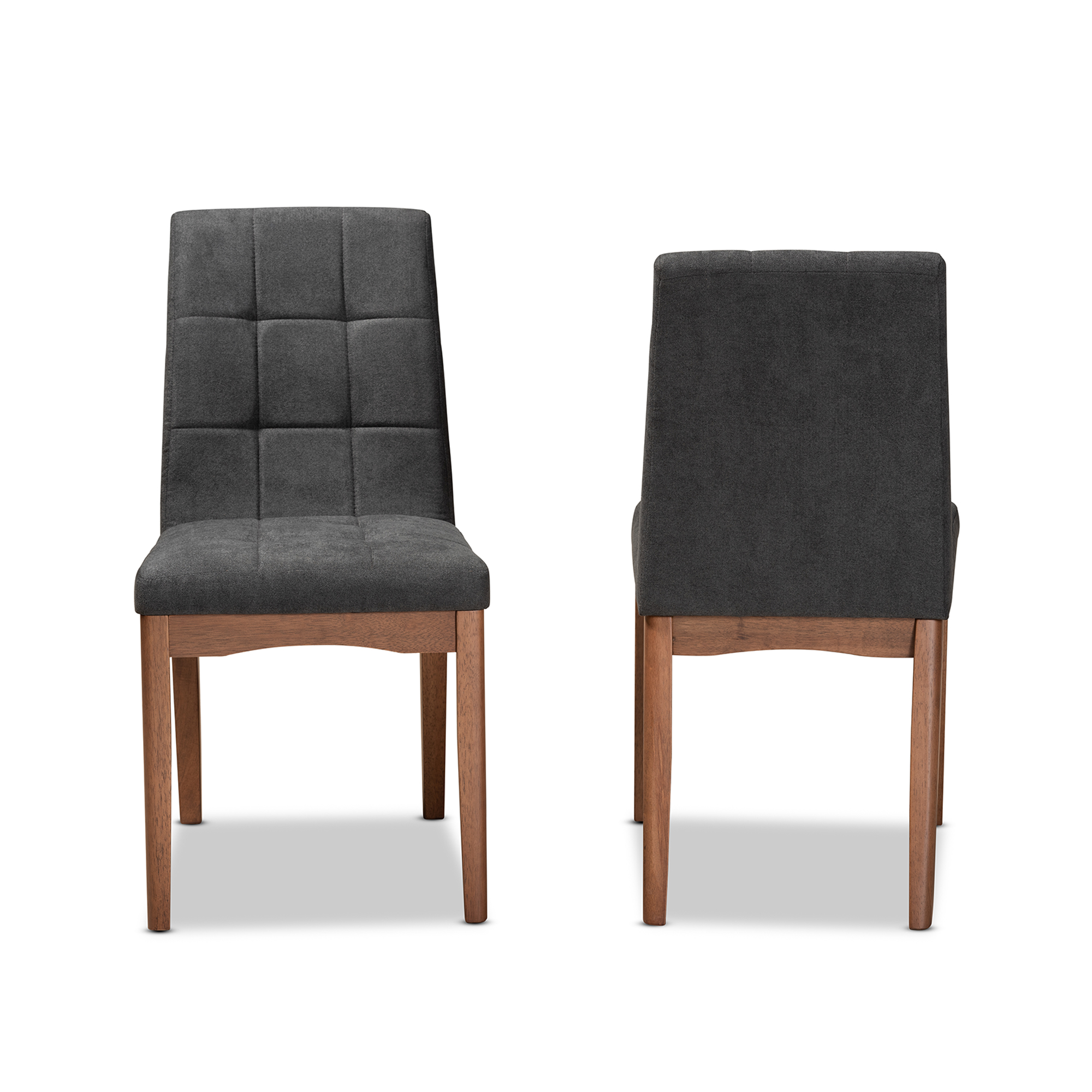 Baxton Studio Tara Dining Chair, Set of 2, Dark Grey