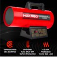 thumbnail image 3 of HEXAGO 40,000 BTU Contractor Portable Liquid Propane Gas LGP Forced Air Heater, CSA Listed, Red, Heating up to 1,000 sqft, 3 of 7